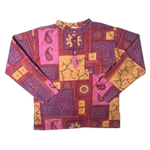 Load image into Gallery viewer, Vintage Pink Red Orange Hippy Floral Paisley Patterned Long Sleeve Smock Shirt
