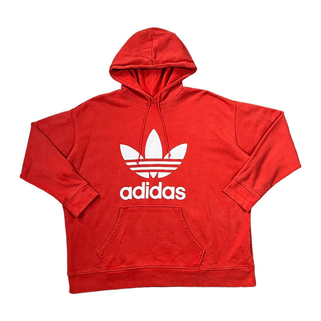 ADIDAS Classic Big Trefoil Logo Spellout Graphic Red Pullover Hoodie