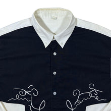 Load image into Gallery viewer, Vintage Cowboy Western Embroidered Black White Colour Block Long Sleeve Shirt
