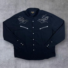 Load image into Gallery viewer, Early 00's Atlas For Men Cowboy Western Filigree Pattern Black Cotton Long Sleeve Shirt
