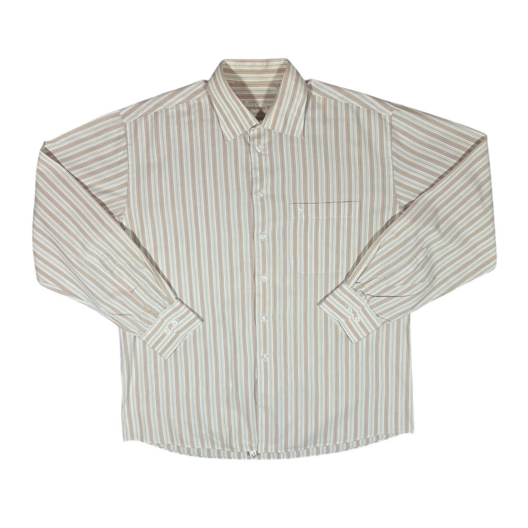 Vintage PIERRE CARDIN PARIS Multi Striped Long Sleeve Cotton Dress Shirt