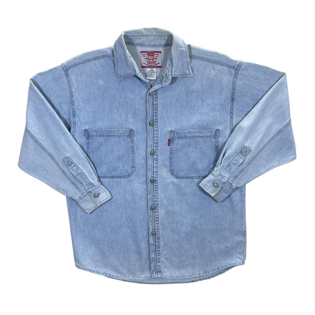 Vintage LEVI'S Classic Blue Wash Denim Metal Button Long Sleeve Shirt