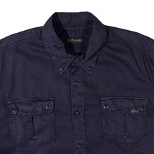 Load image into Gallery viewer, Napapijri Geographic Embroidered Patch Navy Blue Cotton Long Sleeve Button-Up Shirt

