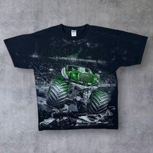 Load image into Gallery viewer, Monster Truck All-Over Print Souvenir Spellout Graphic Black T-Shirt
