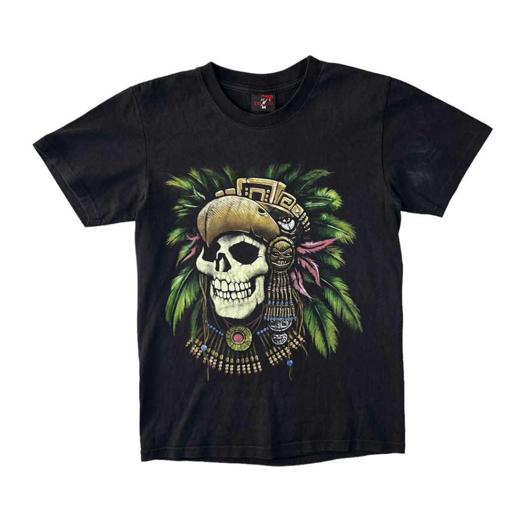 Early 00's THUNDER Gothic Native American Skull Graphic T-Shirt