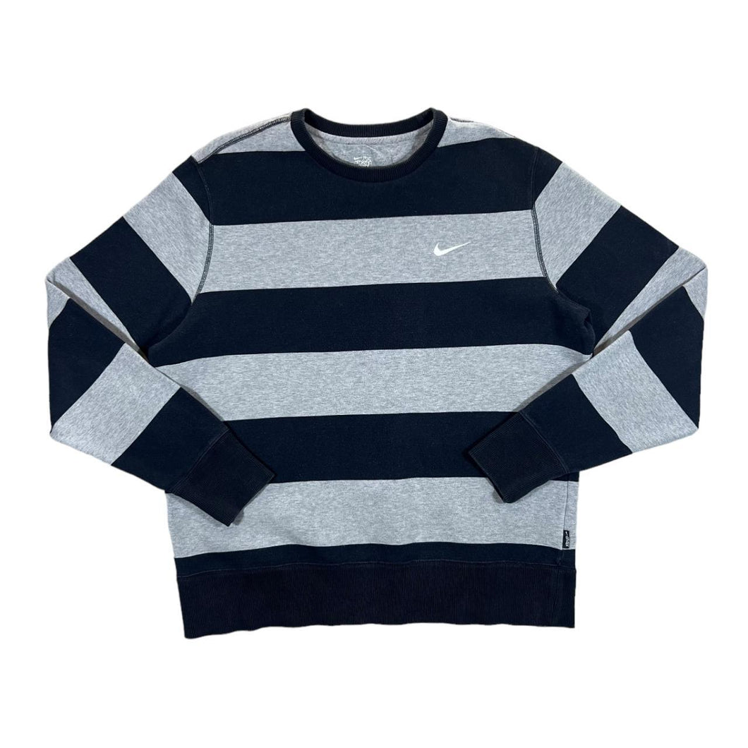 NIKE Athletic Dept. Embroidered Mini Logo Colour Block Striped Crewneck Sweatshirt