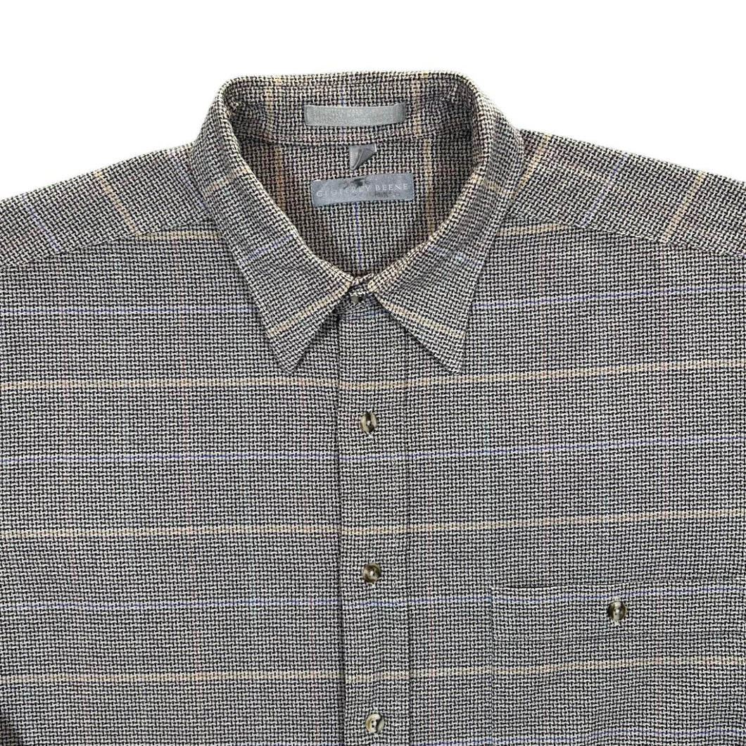 Vintage Geoffrey Beene Houndstooth Check Long Sleeve Cotton Shirt