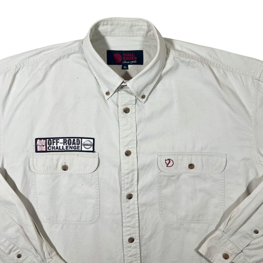 Vintage Fjallraven Cream Hiking Utility Long Sleeve Button-Up Cotton Shirt