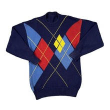 Load image into Gallery viewer, Vintage 90&#39;s ST MICHAEL Marks &amp; Spencer Argyle Check Combed Cotton Knit Sweater Jumper
