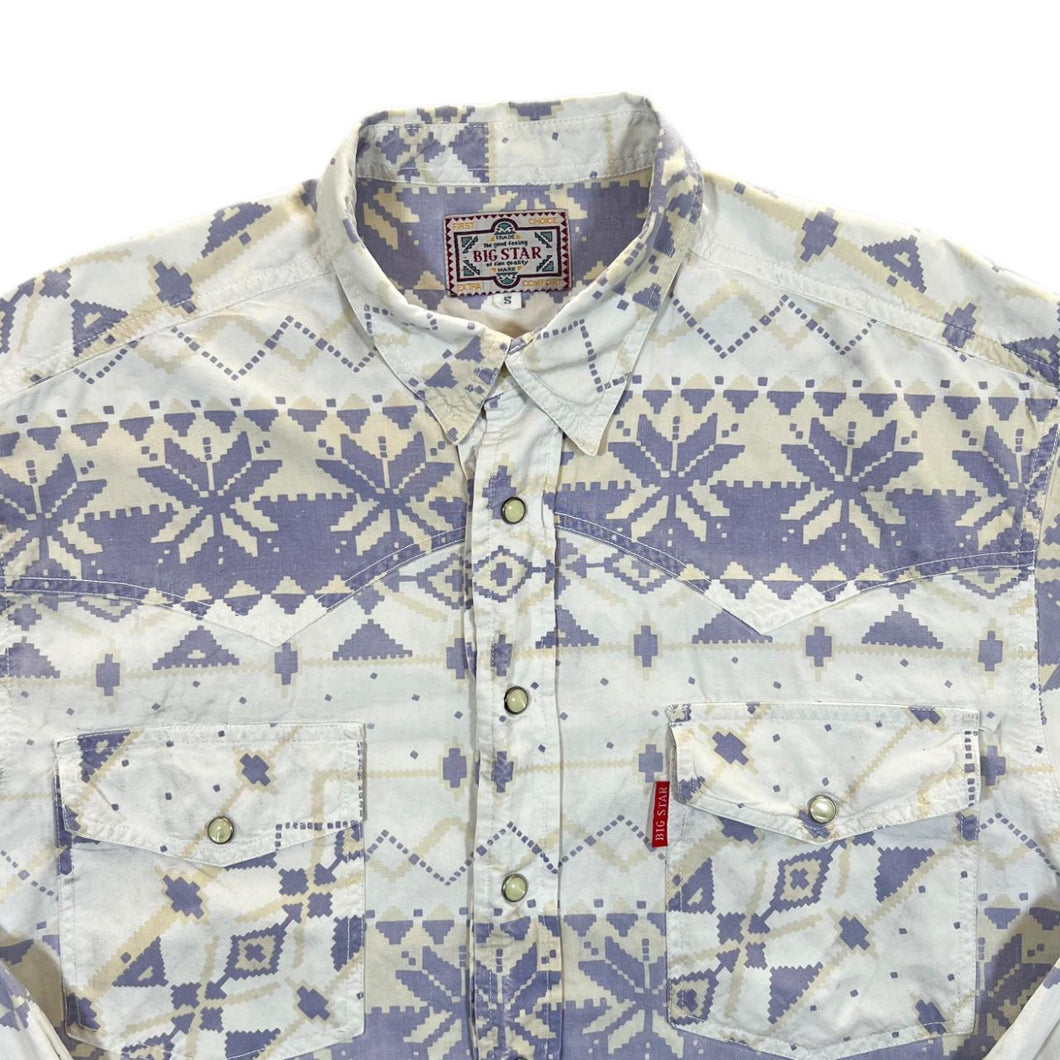 Vintage Big Star Aztec Patterned Cowboy Western Popper Long Sleeve Shirt