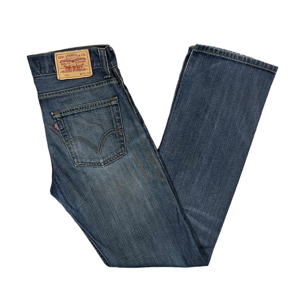 LEVI'S 506 STANDARD Blue Denim Relaxed Straight Leg Jeans