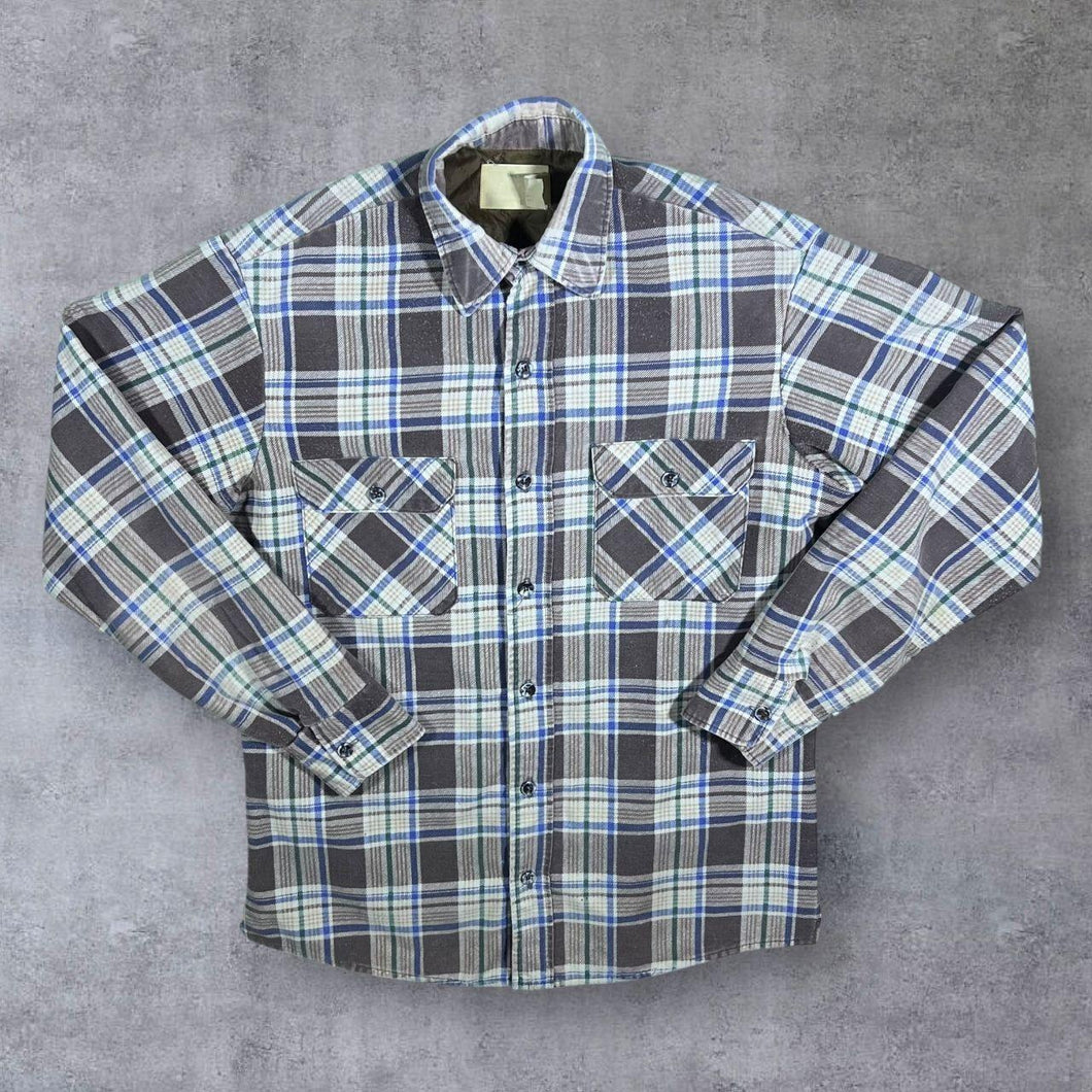 Vintage Fieldmaster Lumberjack Plaid Check Lightly Padded Long Sleeve Flannel Shirt