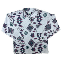 Load image into Gallery viewer, Vintage 90&#39;s Kiraclar Aztec Crazy Abstract Patterned Cotton Long Sleeve Polo Shirt
