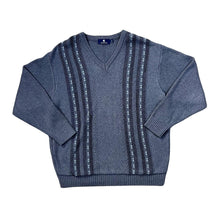 Load image into Gallery viewer, Early 00&#39;s CARSON Classic Grandad Patterned Acrylic Cotton Knit V-Neck Sweater Jumper
