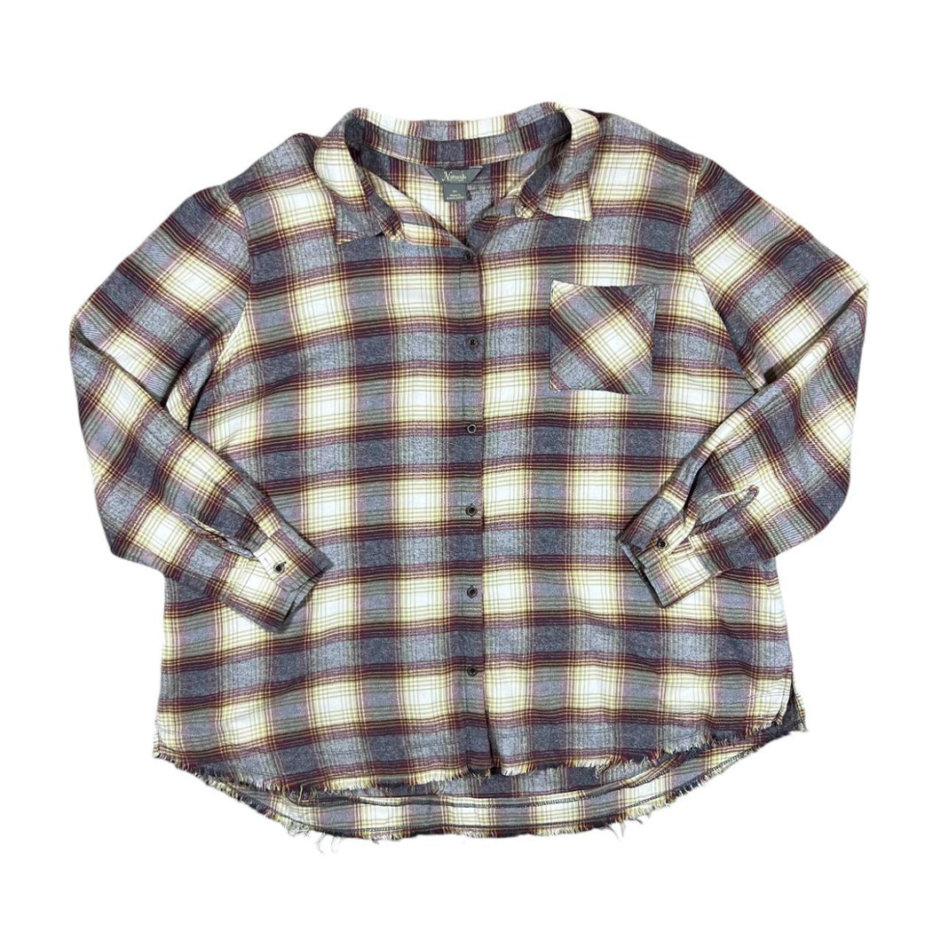 NATURAL REFLECTIONS Lumberjack Plaid Check Long Sleeve Cotton Flannel Shirt