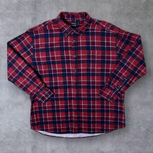 Load image into Gallery viewer, Portonova Red Navy Blue Lumberjack Plaid Check Long Sleeve Cotton Flannel Shirt
