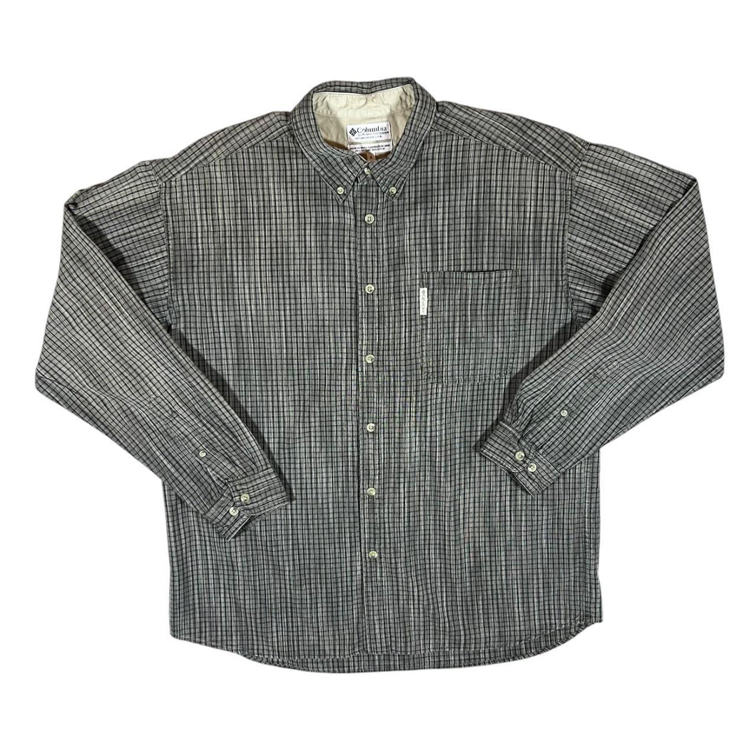 Vintage COLUMBIA Grey Mix Check Cotton Long Sleeve Button-Up Shirt