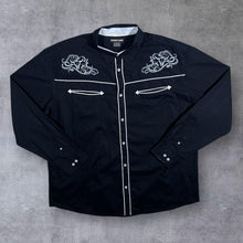 Load image into Gallery viewer, Atlas For Men Cowboy Western Cow Skull Black White Cotton Long Sleeve Shirt
