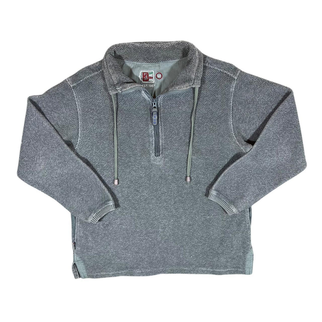 Vintage DEAL Classic Grey Waffle Textured 1/4 Zip Pullover Sweatshirt