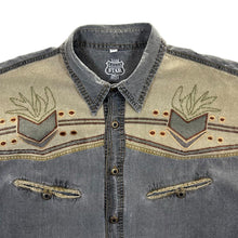 Load image into Gallery viewer, Vintage Western Star Cowboy Western Washed Grey Cotton Short Sleeve Shirt
