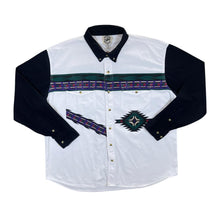 Load image into Gallery viewer, Vintage 90&#39;s Rodeo Active Aztec Patterned Cowboy Western Long Sleeve Button-Up Shirt
