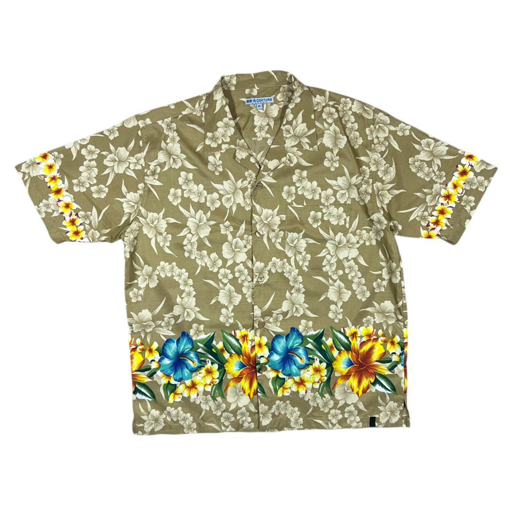 BB COUTURE London Hawaiian Tropical Floral Patterned Open Collar Polyester Shirt