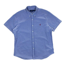 Load image into Gallery viewer, Vintage RALPH LAUREN &quot;Custom Fit&quot; Blue White Check Short Sleeve Button-Up Shirt
