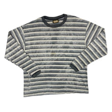 Load image into Gallery viewer, Vintage 90&#39;s RAGZ Made In USA Sun Bleached Grey Beige Striped Long Sleeve T-Shirt
