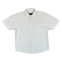 Load image into Gallery viewer, Vintage WRANGLER White Yellow Blue Multi Striped Short Sleeve Cotton Shirt
