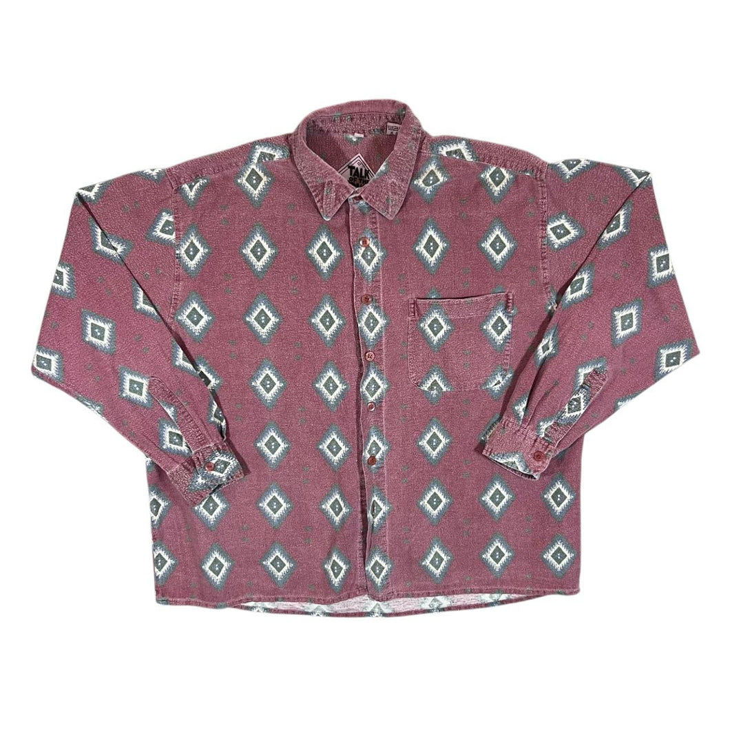 Vintage 90's Talk Of The Town Aztec Navajo Patterned Long Sleeve Cotton Flannel Shirt