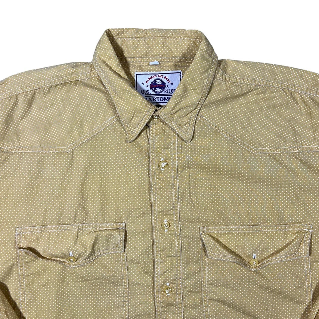 Vintage Martomod Cowboy Western Yellow Polka Dot Patterned Long Sleeve Cotton Shirt