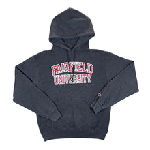 Load image into Gallery viewer, Champion FAIRFIELD UNIVERSITY College Spellout Graphic Grey Pullover Hoodie

