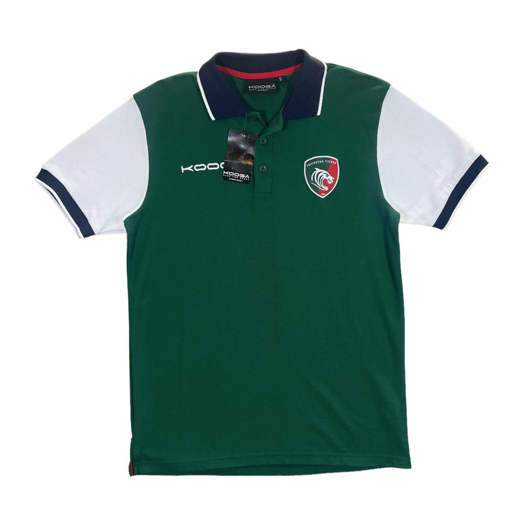 Kooga LEICESTER TIGERS Rugby Embroidered Patch Logo Short Sleeve Polo Shirt