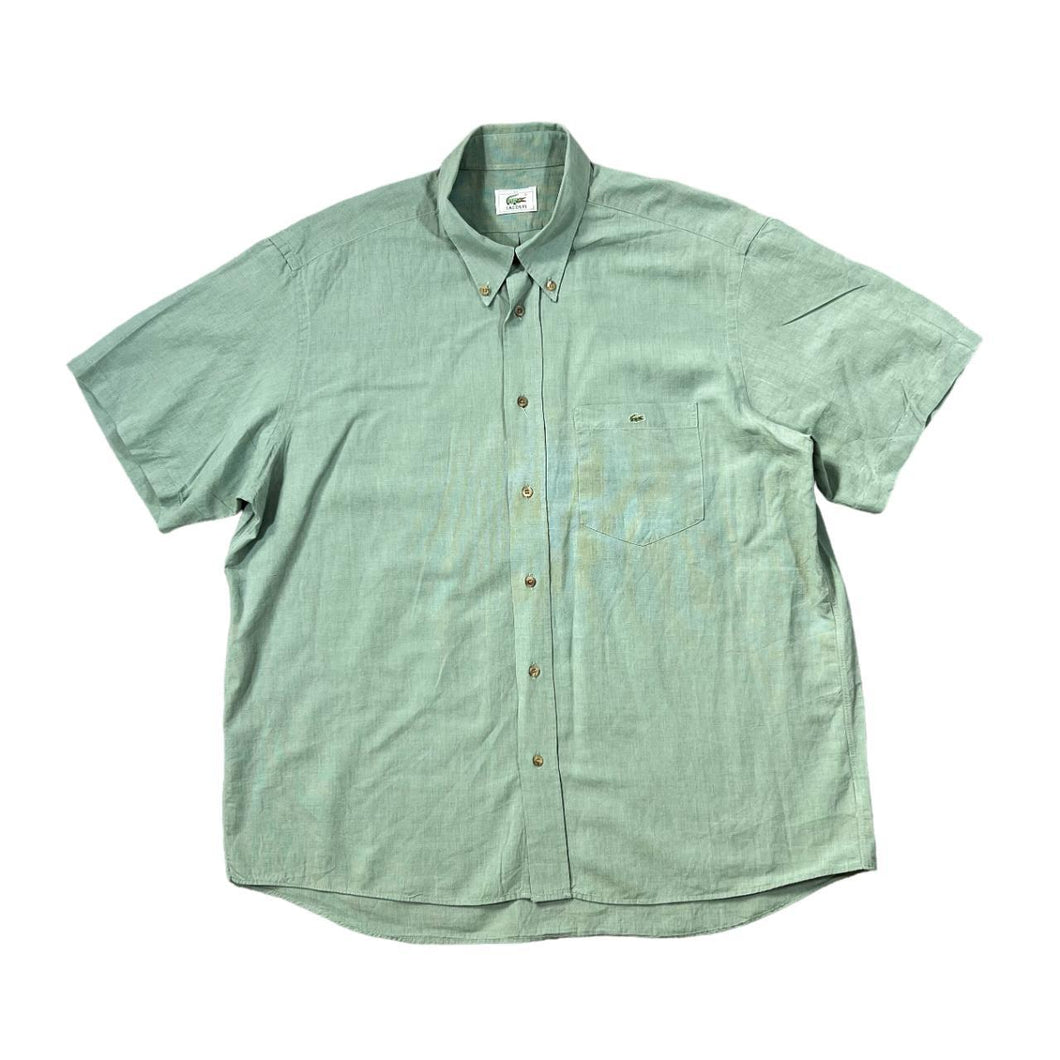Vintage 90's LACOSTE Classic Mini Pocket Logo Green Short Sleeve Button-Up Shirt