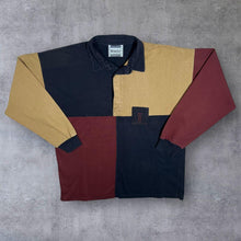 Load image into Gallery viewer, Vintage Wrangler Colour Block Black Red Yellow Long Sleeve Cotton Polo Shirt
