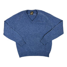 Load image into Gallery viewer, Vintage 90&#39;s KEYNOTE Made In UK Shetland Wool Blue Knit V-Neck Sweater Jumper
