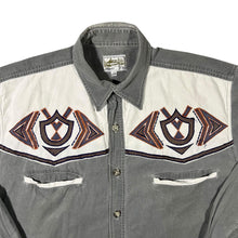 Load image into Gallery viewer, Vintage DeSigner&#39;s Club Embroidered Grey Cowboy Western Cotton Long Sleeve Shirt
