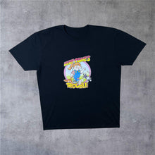 Load image into Gallery viewer, Here Comes Trouble Cartoon Girl Cat Y2K Spellout Graphic Black T-Shirt
