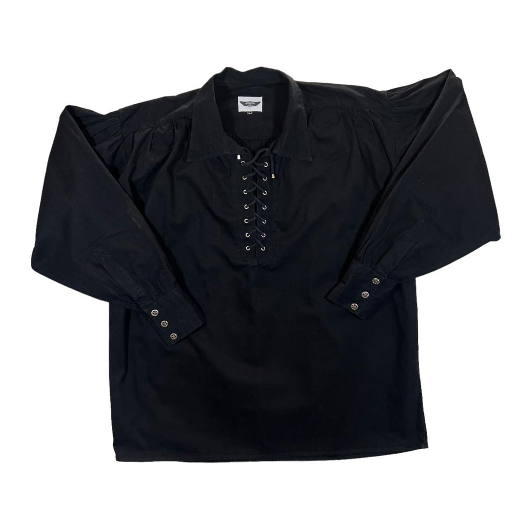 Vintage GORTRUD Medieval Smock Style Lace Up Long Sleeve Pullover Shirt