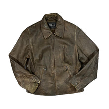 Load image into Gallery viewer, Vintage 90&#39;s MILAN LEATHER Classic Distressed Brown Genuine Real Leather Zip Bomber Jacket
