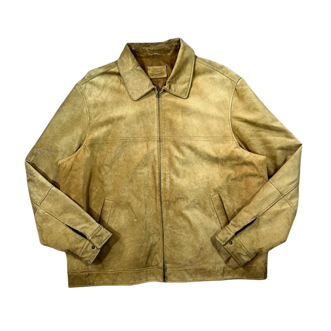 BLUE HARBOUR Marks & Spencer Classic Real Genuine Tan Suede Leather Bomber Jacket