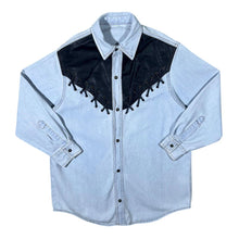 Load image into Gallery viewer, Vintage Cowboy Western Light Blue Denim Popper Long Sleeve Shirt
