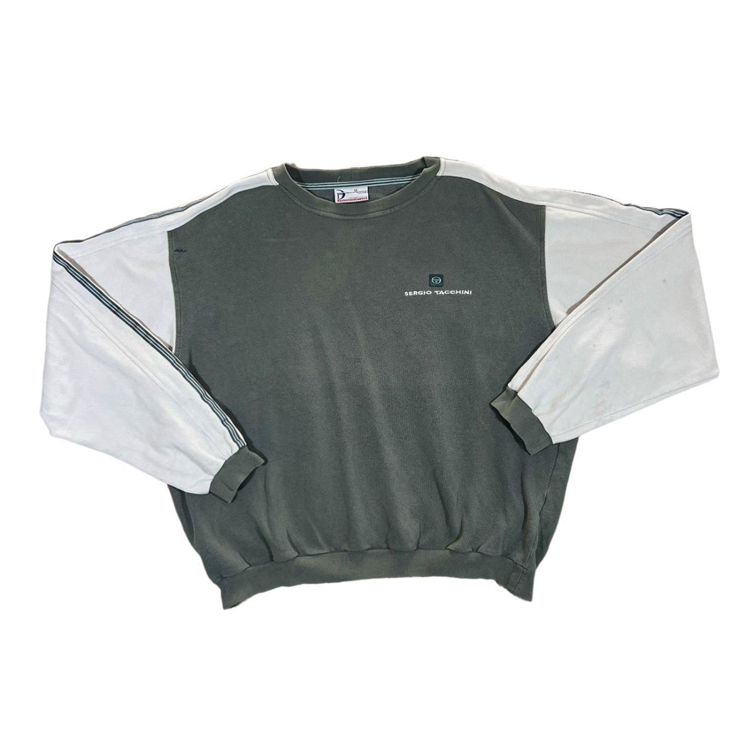 Vintage 90's SERGIO TACCHINI Embroidered Mini Logo Colour Block Crewneck Sweatshirt