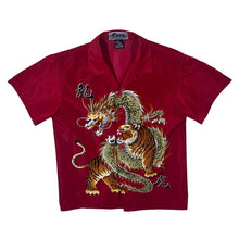 Load image into Gallery viewer, Early 00&#39;s BAM Shirt Gothic Y2K Dragon Graphic Red Short Sleeve Polyester Cotton Shirt
