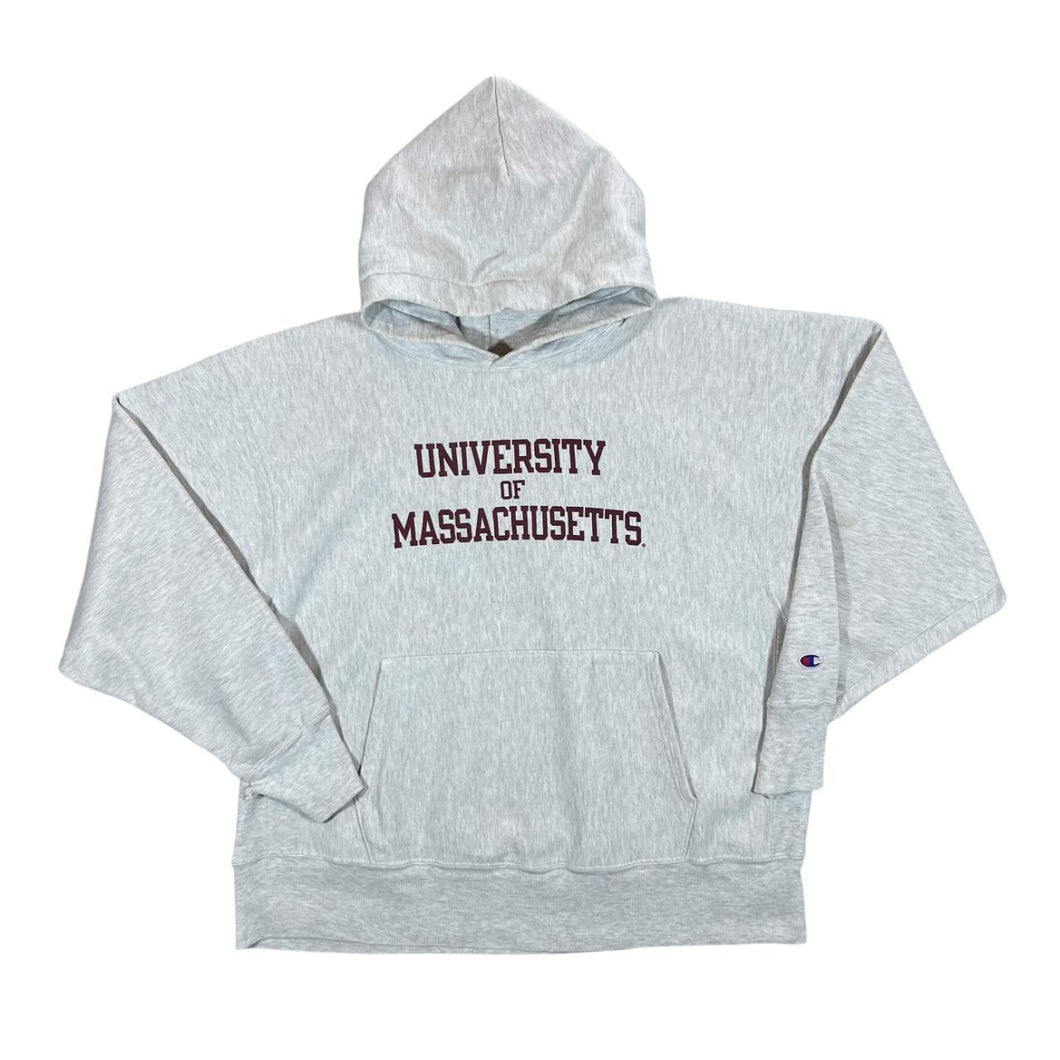 Vintage Champion Reverse Weave UNIVERSITY OF MASSACHUSETTS College Graphic Pullover Hoodie