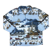 Load image into Gallery viewer, Vintage Snow Winter Festive Scene Patterned 1/4 Zip Pullover Fleece Sweatshirt
