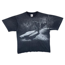 Load image into Gallery viewer, Vintage 90&#39;s Harlequin Wolf Animal Nature All-Over Print Graphic Black T-Shirt
