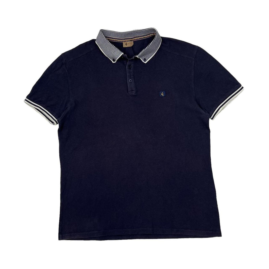 Early 00’s GABICCI Mini Logo Striped Trim Short Sleeve Cotton Polo Shirt