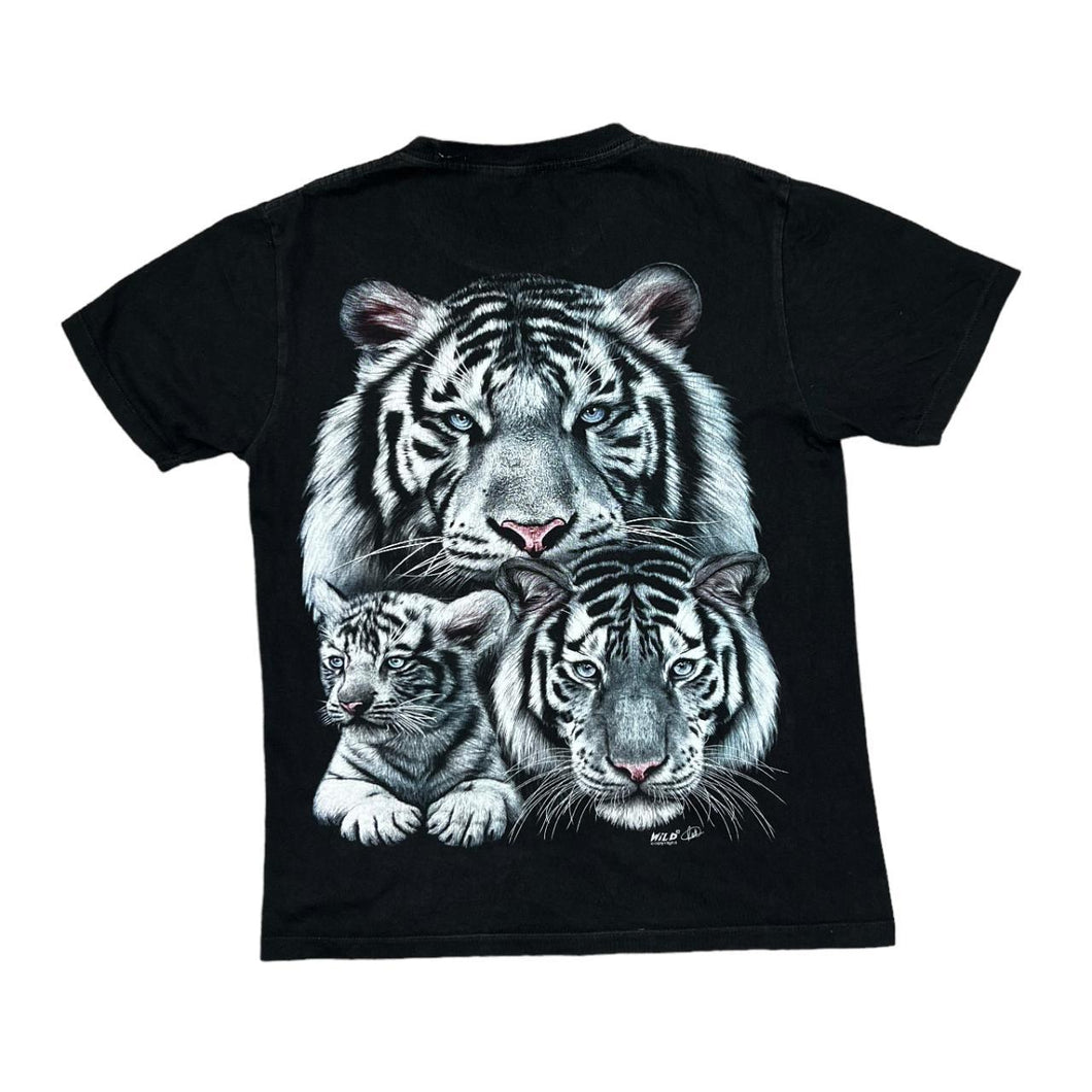 Early 00's WILD Siberian White Tiger Animal Nature Wildlife Graphic T-Shirt