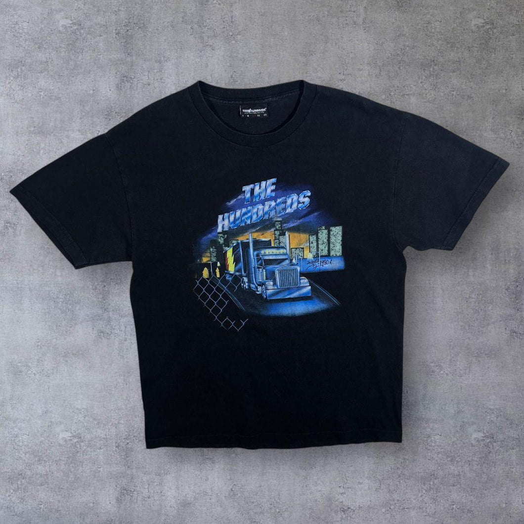 The Hundreds Trucker Spellout Graphic Skater Black Short Sleeve Cotton T-Shirt
